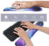Mouse Pad with Wrist Support and Keyboard Wrist Rest Pad Set,Ergonomic Mouse Pads for Computers Laptop,Non-Slip Comfortable Mousepad w/Raised Memory Foam for Easy Typing Pain Relief (Eiffel Tower)