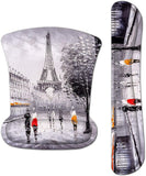 Mouse Pad with Wrist Support and Keyboard Wrist Rest Pad Set,Ergonomic Mouse Pads for Computers Laptop,Non-Slip Comfortable Mousepad w/Raised Memory Foam for Easy Typing Pain Relief (Eiffel Tower)
