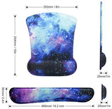Mouse Pad with Wrist Support and Keyboard Wrist Rest Pad Set,Ergonomic Mouse Pads for Computers Laptop,Non-Slip Comfortable Mousepad w/Raised Memory Foam for Easy Typing Pain Relief (Eiffel Tower)