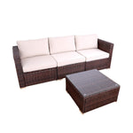 DIMAR garden 3-Piece Outdoor Rattan Patio Furniture Sectional Sofa Wicker Furniture Conversation Set Lawn Garden Pool Courtyard Table Backyard Chair Weather Outdoor Patio Sofa(Black)