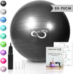 Live Infinitely Exercise Ball (55cm-95cm) Extra Thick Professional Grade Balance & Stability Ball- Anti Burst Tested Supports 2200lbs- Includes Hand Pump & Workout Guide Access