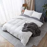 100% Washed Cotton Duvet Cover 3 Piece, Comforter Cover California King Size, Ultra Soft with Zipper Closure, Corner Ties, Simple Bedding Style, Gray White Plaid by SORMAG
