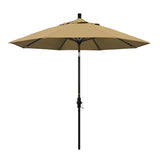 California Umbrella 9' Round Aluminum Market Umbrella, Crank Lift, Collar Tilt, White Pole, Sunbrella Pacific Blue
