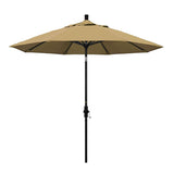 California Umbrella 9' Round Aluminum Market Umbrella, Crank Lift, Collar Tilt, White Pole, Sunbrella Pacific Blue