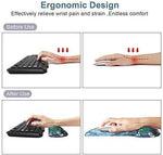 Mouse Pad with Wrist Support and Keyboard Wrist Rest Pad Set,Ergonomic Mouse Pads for Computers Laptop,Non-Slip Comfortable Mousepad w/Raised Memory Foam for Easy Typing Pain Relief (Eiffel Tower)