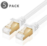 TNP Cat6 Ethernet Patch Cable (10 Feet) - Professional Gold Plated Snagless RJ45 Connector Computer Networking LAN Wire Cord Plug Premium Shielded Twisted Pair (White)