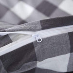 100% Washed Cotton Duvet Cover 3 Piece, Comforter Cover California King Size, Ultra Soft with Zipper Closure, Corner Ties, Simple Bedding Style, Gray White Plaid by SORMAG