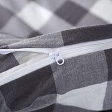 100% Washed Cotton Duvet Cover 3 Piece, Comforter Cover California King Size, Ultra Soft with Zipper Closure, Corner Ties, Simple Bedding Style, Gray White Plaid by SORMAG