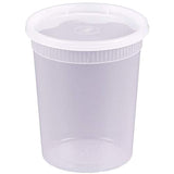 [24 Sets- 32 oz.] Plastic Deli Food Storage Containers With Airtight Lids