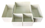 Sodynee Foldable Cloth Storage Box Closet Dresser Drawer Organizer Cube Basket Bins Containers Divider with Drawers for Underwear, Bras, Socks, Ties, Scarves, 6 Pack, Beige