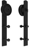 HomLux 8ft Heavy Duty Sturdy Sliding Barn Door Hardware Kit, Double Door-Smoothly and Quietly, Easy to Install and Reusable - Fit 1 3/8-1 3/4" Thickness & 24" Wide Door Panel, Black(I Shape Hanger)