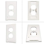 4Pack LED Night Light Outlet Cover Plate-No Wires Or Batteries,Light Sensor Auto-On LED Guidelight,Install In a Snap,Outlet Wall Plate With 0.3W High Brightness Night Light (White,Duplex)