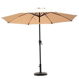 C-Hopetree 11' Patio Outdoor Market Umbrella with Crank Winder, Fiberglass Rib Tips, Push Button Tilt, Aqua Blue