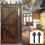 ZEKOO Rustic 6 FT by Pass Barn Doors Hardware Sliding Black Steel Big Wheel Roller Track for Double Wooden Doors