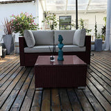 DIMAR garden 3-Piece Outdoor Rattan Patio Furniture Sectional Sofa Wicker Furniture Conversation Set Lawn Garden Pool Courtyard Table Backyard Chair Weather Outdoor Patio Sofa(Black)
