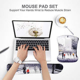 Mouse Pad with Wrist Support and Keyboard Wrist Rest Pad Set,Ergonomic Mouse Pads for Computers Laptop,Non-Slip Comfortable Mousepad w/Raised Memory Foam for Easy Typing Pain Relief (Eiffel Tower)