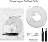 Lovicool CAT6 Ethernet Patch Cable 75ft White LAN Cable Flat Internet Computer Networking Cable High Speed Up to 10Gigabit Ethernet Cord with RJ45 Connector for Modem Switch Boxes Router PS4 Xbox 23m