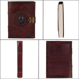 Leather Journal with Semi-precious Stone & Buckle Closure Leather Diary Gift for Him Her