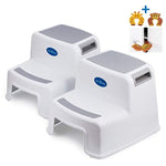 (2 Pack) 2 Step Stool for Kids with 2 Free Finger Pinch Guards! Perfect for The Bathroom and Kitchen, with Extra Thick Anti-Slip Rubber Feet.