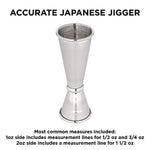 Boston Shaker Set: Professional two-piece Stainless Steel Cocktail Shaker set with Hawthorne Strainer and Japanese Jigger