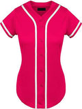 Hat and Beyond Womens Baseball Button Down Tee Short Sleeve Softball Jersey Active Shirts Made in USA