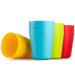 Plaskidy Kids Cups, Set of 12 Kids Plastic Cups, 8 oz Plastic Cups, Unbreakable, Reusable Cups, Dishwasher Safe, BPA-Free, Great Cups for Kids Bright Colored Kids Tumblers