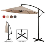 WARM HARBOR Offset Hanging Patio Umbrella Aluminum Outdoor Cantilever Umbrella Crank Lift (10 Ft-Beige)