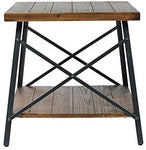 Emerald Home Chandler Rustic Wood End Table with Solid Wood Top, Metal Base, And Open Storage Shelf