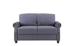 Sofamania Classic Living Room Linen Loveseat with Nailhead Trim and Storage Space (Blue)