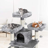 FEANDREA 67" Multi-Level Cat Tree with Sisal-Covered Scratcher Slope, Scratching Posts, Plush Perches and Condo, Activity Centre Cat Tower Furniture - for Kittens, Cats and Pets