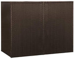 Canditree Storage Shed Poly Rattan for Garbage Cans, Garden Tools, Bin Shed for Patio Backyard Garden 60.2"x30.7"x47.2", Brown