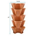 Houseables 5 Tier Planter, Stackable, 28" H x 12" W, Polypropylene, Terracotta, Vertical, Self-Watering, 5-Tiered Pots, Indoor/Outdoor Strawberry Garden Kit, for Flowers, Vegetables, Herbs, Gardening