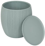 Keter Urban Knit Pouf Ottoman Set of 2 with Storage Table for Patio and Room Décor - Perfect for Balcony, Deck, and Outdoor Seating, Dune/Misty Blue