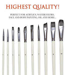 DUGATO Artist Paint Brushes Set 10pcs for Acrylic Oil Watercolor Gouache Paint by Numbers, Art Face and Body Professional Miniatures Painting Kits with Anti-Shedding Synthetic Nylon Tips Paintbrushes