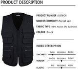 LUSI MADAM Mens Outdoor Vest Multi-Pockets Casual Vest for Work Fishing Photography Journalist