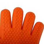 Easy Clean Silicone BBQ Cooking Gloves Set,Smoker Premium Long Rubber BBQ Oven Gloves Heat Resistant Kitchen grilling Gloves Long Waterproof Non-slip Potholder For Barbecue,Baking (Orange)