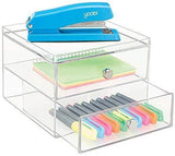 iDesign 3-Drawer Plastic Vanity Organizer, Compact Slim Storage Organization Drawers Set for Cosmetics, Dental Supplies, Hair Care, Bathroom, Dorm, Desk, Countertop, Office, 6.5" x 7" x 5", Clear