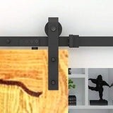 Hahaemall Antique Rustic 6FT/72'' J-Shape Sliding Barn Door Hardware Double Wooden Door Cloest Steel Track Closet Heavy Hanging Kit