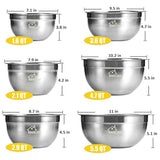 Mixing Bowls Stainless Steel, Thickened Premium Nesting Bowls by Umite Chef, Matte and Mirror Finish, For Healthy Meal, Nesting and Stack able, Set of 6 Sizes 1.59, 2.11, 2.85, 3.59, 4.65, 5.50 QT