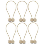 HUYIJJH Curtain Tiebacks Magnetic, Drape Holders Holdbacks Decorative Weave Rope Clips Window Sheer Blackout Panels Home Office, Beige (Pack of 6) by NZQXJXZ