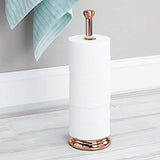 mDesign Decorative Metal Free-Standing Toilet Paper Holder Stand with Storage for 3 Rolls of Toilet Tissue - for Bathroom/Powder Room - Holds Mega Rolls - Satin