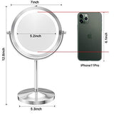 Benbilry Lighted Makeup Mirror - LED Double Sided 1x/10x Magnification Cosmetic Mirror,7 Inch Battery-Powered 360 Degree Rotation Vanity Mirror with On/Off Push-Button