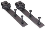 TMS 5 FT Country Antique Dark Coffee Steel Sliding Barn Wood Door Hardware Track Set