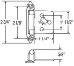 Silverline SH5001-WT Self Close Hinge Cabinet Hardware 20 Pack (10 Pairs) Face Mount Overlay Variable White Coated