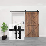 Homlux 6ft Heavy Duty Sturdy Sliding Barn Door Hardware Kit Single Door - Smoothly and Quietly - Simple and Easy to Install - Fit 1 3/8-1 3/4" Thickness Door Panel(Black)(J Shape Hangers)