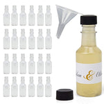 Mini 50ml Liquor Bottles – Set Of 24 Clear Plastic Alcohol Shot Bottle With Black Cap - Great For Weddings, Party Favors And Events – Bonus liquid Plastic Funnel