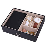 SONGMICS Jewelry Box, Girls Jewelry Organizer, Mini Travel Case, Mirror, Watch Organizer, Lockable, Black, UJBC121B