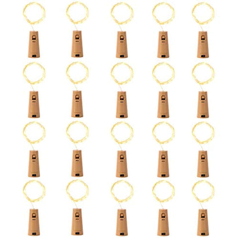 LEDIKON 20 Pack 20 Led Wine Bottle Lights with Cork,3.3Ft Silver Wire Warm White Cork Lights Battery Operated Fairy Mini String Lights for Wedding Party Wine Liquor Bottles Crafts Christmas Decors Decor