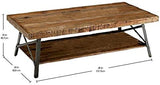 Emerald Home Chandler Rustic Wood End Table with Solid Wood Top, Metal Base, And Open Storage Shelf