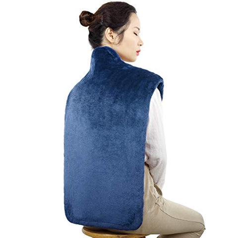 Fitfirst 33 x 15'' Heating Pad for Neck Shoulder and Back Pain Relief, Ultra Soft Flannel Electric Heat Therapy pad with Fixation Strap, 4 Heat Settings, Machine Washable, Auto Shut Off Sapphire Blue